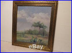 10.5x12 original 1930s oil painting on board by Dawson Watson of Texas Cactus