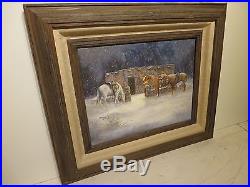 11x14 original oil painting on canvas by Ronnie Hughes Horses Adobi New Mexico