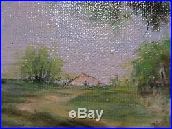 12x16 original 1970 oil painting on canvas by F. Baker of Texas Bluebonnets
