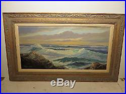 15x30 original 1953 oil painting on canvas by Robert Wood California Coast