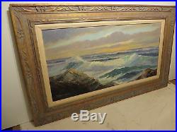 15x30 original 1953 oil painting on canvas by Robert Wood California Coast