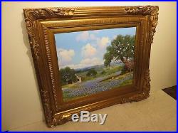 16x20 original W. A. Slaughter oil painting on canvas Hill Country House