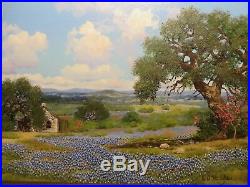 16x20 original W. A. Slaughter oil painting on canvas Hill Country House