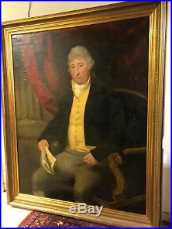 1807 Huge Antique 19th Century Oil Painting Portrait Man Gentleman CERTAIN STATE