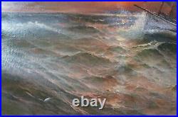 1890 Monumental BJ Harnett Seascape Canvas Oil Painting Nautical Maritime Boat