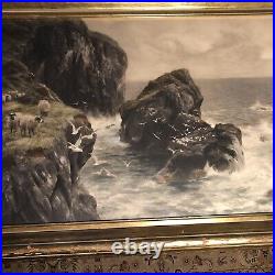 1898 Original Peter Graham Artist Oil Scottish Sea Painting Antique Gold Framed