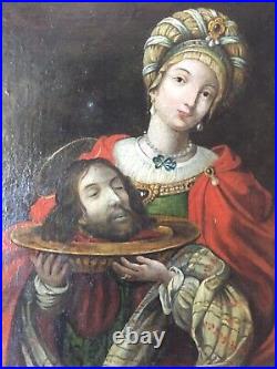 18thC Antique oil painting Salome The head of Saint John the Baptiste GUIDO RENI