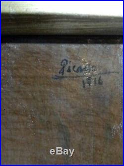 1916 Original lost Antique Oil on Board, Signed Picasso