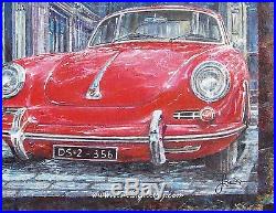 1964 Porsche 356 c, original painting on canvas, 24x 30, automotive art