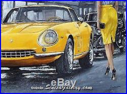 1965 Ferrari 275 GTB, original painting on canvas, 32x32, automotive art