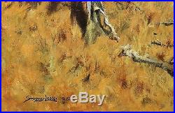 1982, John SEEREY-LESTER, Elephants Watering, ORIGINAL oil on canvas, 61x76cm