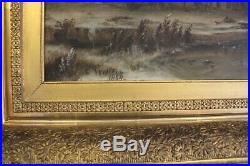 19c Original Antique Oil Painting On Canvas C. Willson, 1884 At The Mill. Dated
