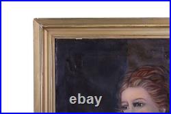19th Century Oil On Canvas Portrait Painting Of A Lady Unsigned