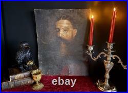 19th Century Primitive Oil Portrait of a Gentleman Scholar of the North