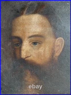 19th Century Primitive Oil Portrait of a Gentleman Scholar of the North