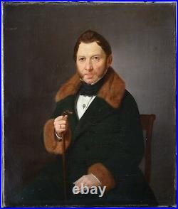 19th century Antique Russian Beautiful Oil Painting Portrait of Wealthy Nobleman