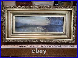 19thC Antique Landscape Oil on Canvass Painting & Gilt Frame, Signed