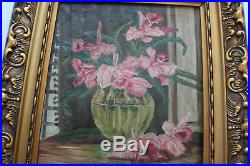 2 Pcs Original Still Life Flowers Oil Painting on Canvas -Wooden Framed Signed