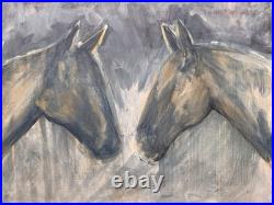 20x16 One Of A Kind Impressionist Acrylic On Canvas Two Souls Equine Painting