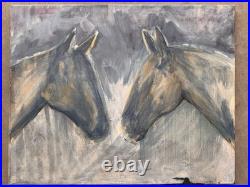 20x16 One Of A Kind Impressionist Acrylic On Canvas Two Souls Equine Painting