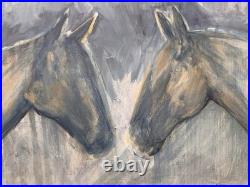 20x16 One Of A Kind Impressionist Acrylic On Canvas Two Souls Equine Painting