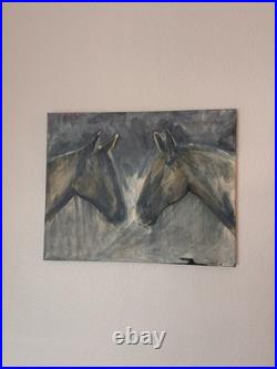 20x16 One Of A Kind Impressionist Acrylic On Canvas Two Souls Equine Painting