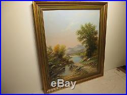 20x24 original 1970 oil on canvas painting W. R. Thrasher Texas Hill Country