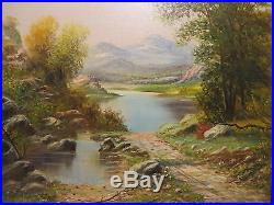 20x24 original 1970 oil on canvas painting W. R. Thrasher Texas Hill Country