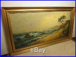 20x40 original 1930s oil painting on canvas by Robert W. Wood Monterey Coast