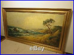 20x40 original 1930s oil painting on canvas by Robert W. Wood Monterey Coast