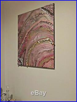 24 X 30 X. 5 Resin geode style original painting on canvas by Kara Fuze