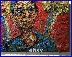 24x18 MODERN ORIGINAL OIL? PAINTING? VINTAGE IMPRESSIONIST? ART SIGNED ABSTRACT A