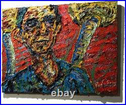 24x18 MODERN ORIGINAL OIL? PAINTING? VINTAGE IMPRESSIONIST? ART SIGNED ABSTRACT A