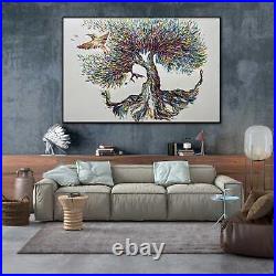 24x36 Original Abstract Tree Painting On Canvas Nature Art ONCOMING SPRING