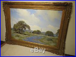 24x36 org. 1973 oil painting by W. A. Slaughter Texas Bluebonnet Hill Country
