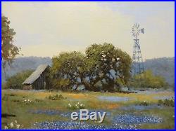 24x36 org. 1973 oil painting by W. A. Slaughter Texas Bluebonnet Hill Country