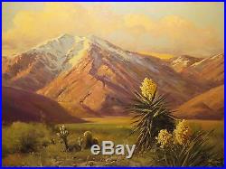 24x36 original 1950 oil painting on canvas by Robert Wood of California Desert