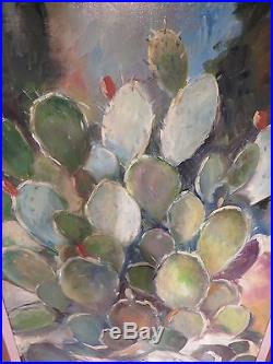 24x36 original Hardy Martin oil painting on canvas Texas Prickly Pair Cactus 2