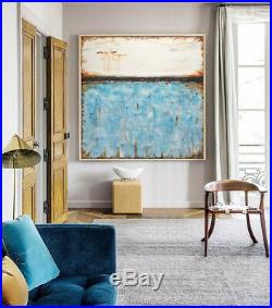 48 x 48 BLUE ORIGINAL LARGE MODERN ABSTRACT ART CANVAS PAINTING L. Beiboer