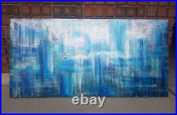 60x30 Original Blue Abstract Painting XLarge Canvas Art Abstract Wall Art