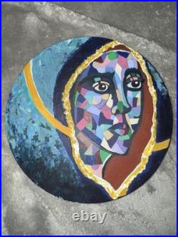 8 Inch Round Stretched Canvas Painting Acrylic Signed Custom Virgin Mary 8 Inch Round Stretched Canvas Painting Acrylic Signed Custom Virgin Mary