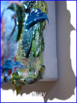 8x8 Original Oil? Painting Vintage Art? Signed Impressionism Pop? Abstract Nature