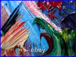 8x8 Original Oil? Painting Vintage Art? Signed Impressionism Pop? Abstract Nature