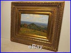 9x12 original 1940s oil on board painting by FRED DARGE Texas Hill Country