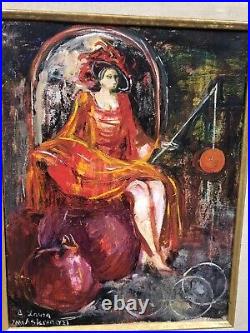 A. Laura Askanaz Original Oil Painting Proud Fairy Sitting on a Pommegranate