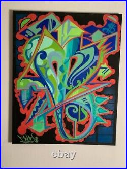 ABSTRACT Heart Painting on Canvas 16 x 20 Original Art! Hip Hop 1 of 1