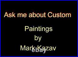 ABSTRACT M. KAZAV BLUE MANHATTAN ORIGINAL OIL Painting Stretched N45GJMY