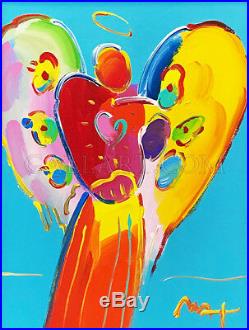 ANGEL WITH HEART by PETER MAX (Original) Acrylic On Canvas RARE