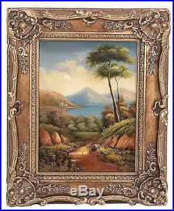 ANTIQUE ORIGINAL ART PICTURE VINTAGE FRAMED OIL PAINTING on CANVAS LANDSCAPE