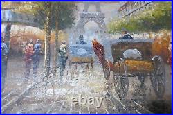 ANTIQUE! PARIS STREET SCENE, OIL PAINTING SIGNED AMOS, GOLD WOOD FRAME 30x26